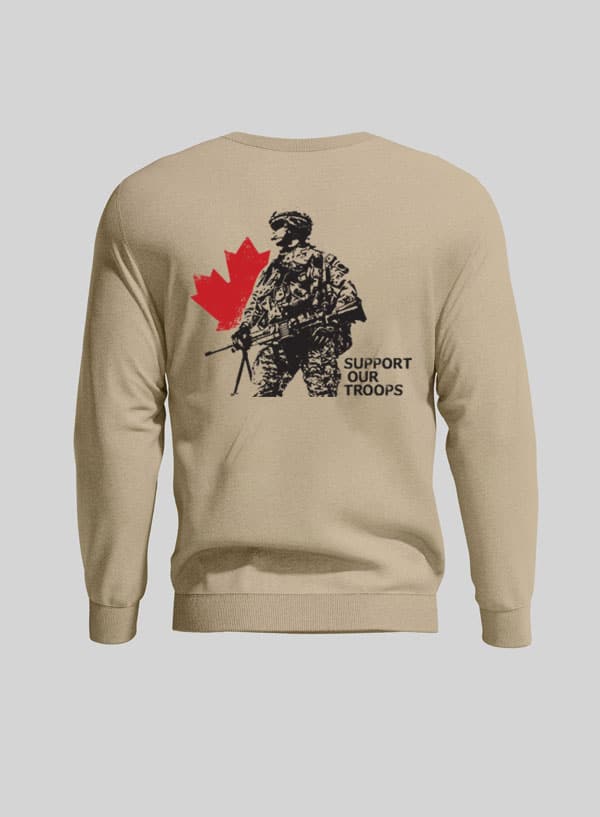Crewneck Back Sand Support our Troops Soldier Edition Steel Edge