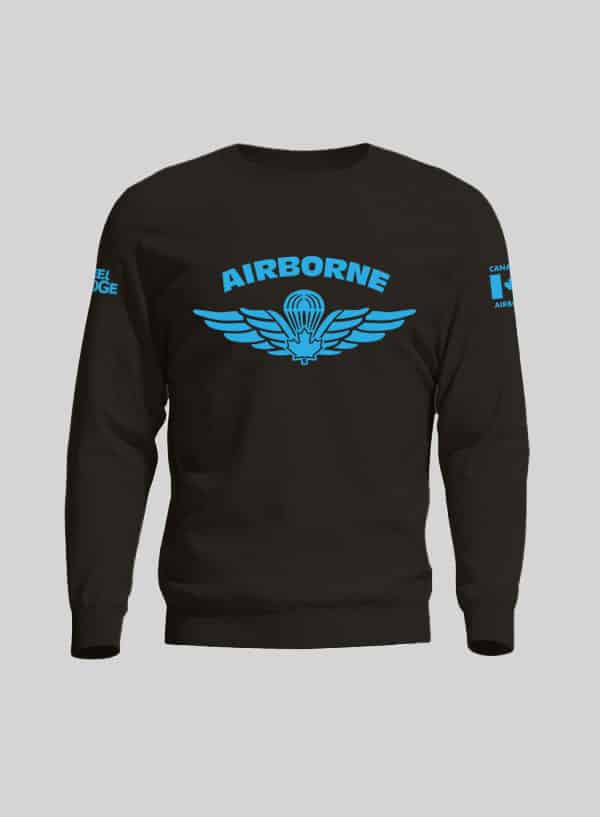 Crewneck Front Mens Black Airborne Steel Edge
