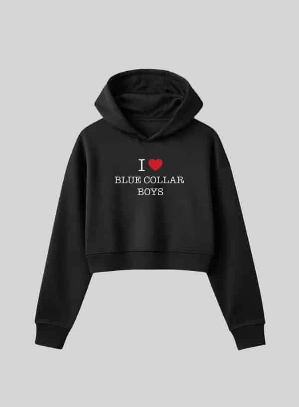 l Heart Blue Collar Boys Crop Hoodie