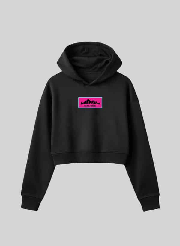 Steel Pink Patch Crop Hoodie