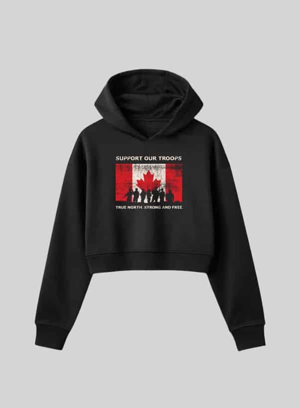 Womens Crop Hoodie Suppport our Troops