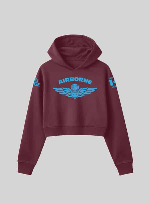 Crop Hoodie Front Maroon AIrborne Steel Edge