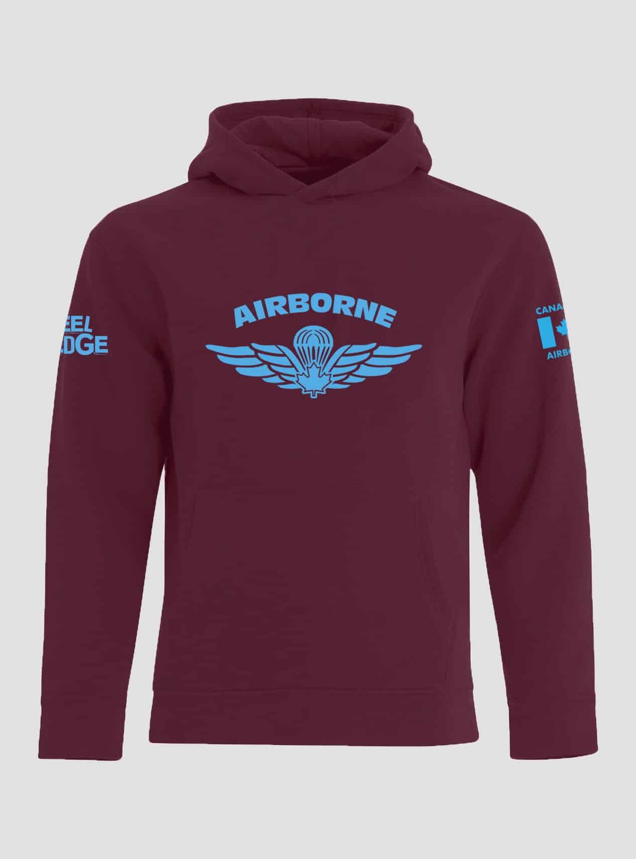 Hoodie Maroon Front Airborne Steel Edge