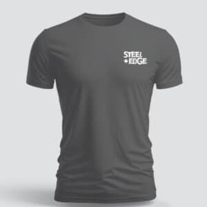 Mens TShirt DK Grey White Logo Steel Edge