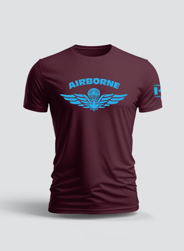 Mens t-shirt Airborne Maroon Steel Edge clothing