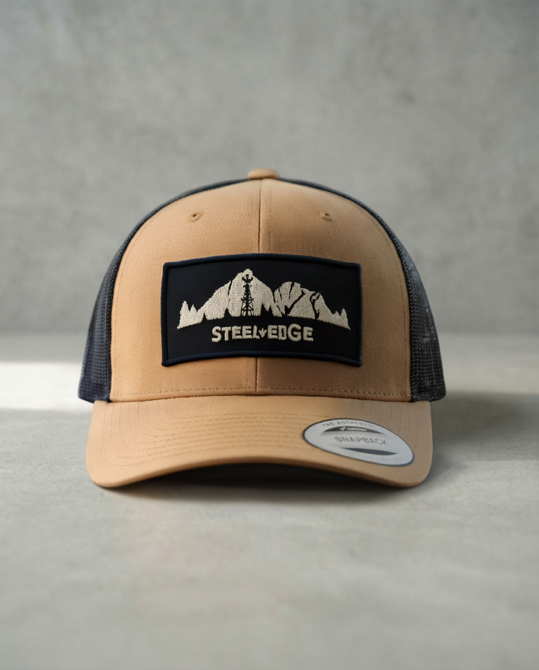 Rocky Riggin' Black Patch Flex fit Snapback Trucker Hat Steel Edge