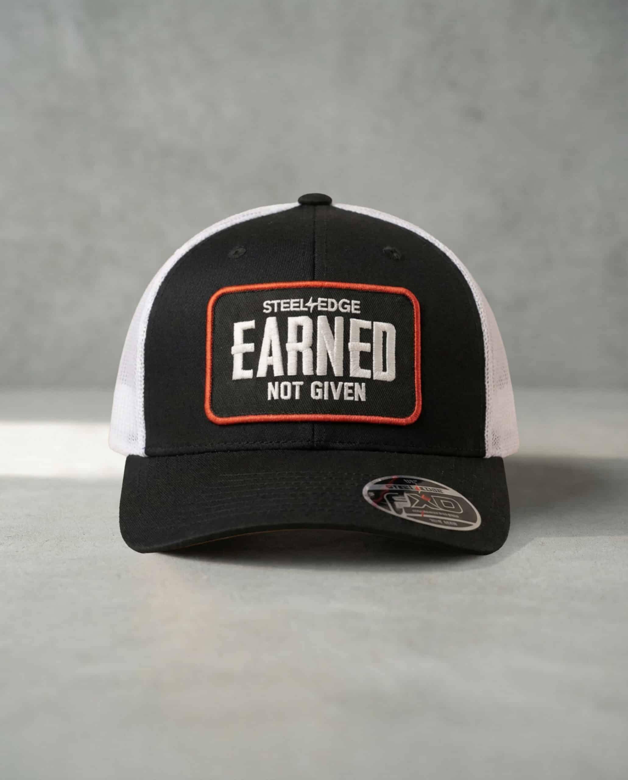 Earned Not Given Red Flex fit Snapback Trucker Hat Steel Edge
