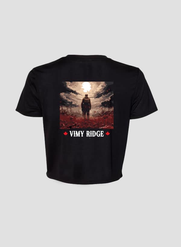 Womens Crop Tshirt Back Black Vimy Ridge Steel Edge