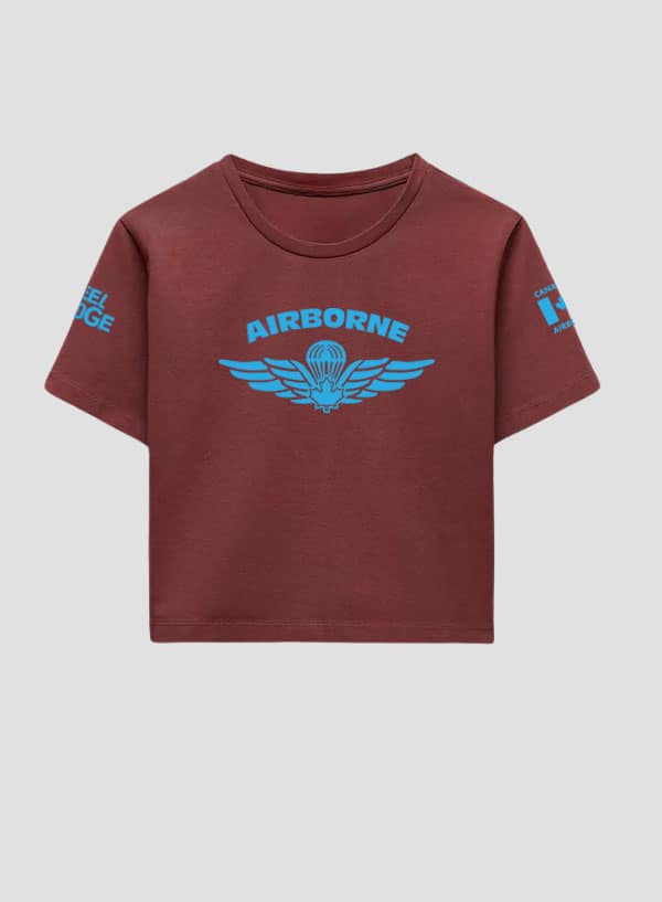 Womens Crop Tshirt Front Maroon Airborne Steel Edge