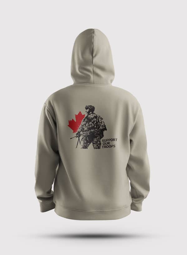 Mens Hoodie Sand Support our Troops - Soldier Edition Steel Edge