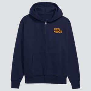 Zip-Up Hoodie Navy Orange logo