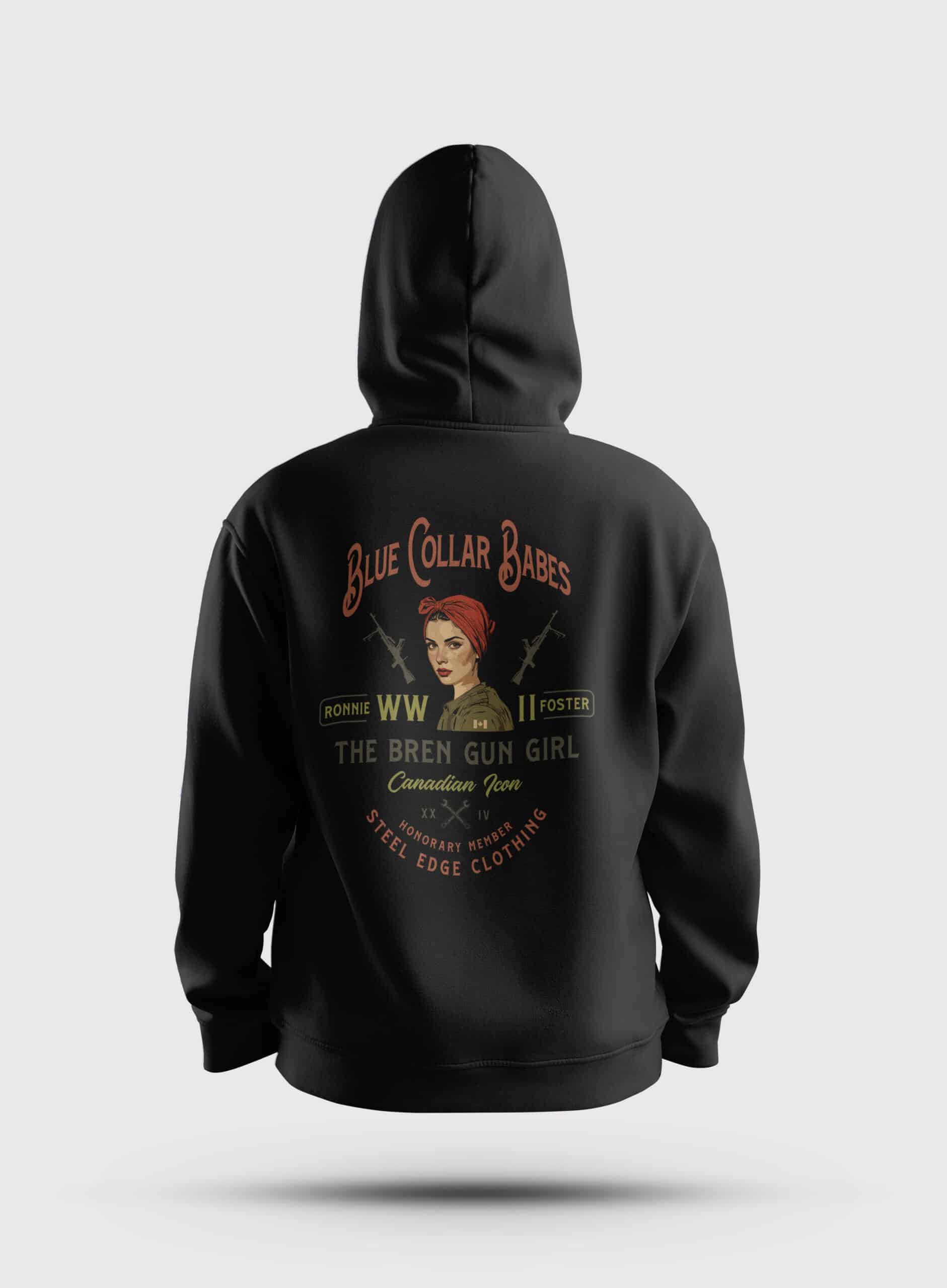 Blue Collar Babes- Bren Gun Girl Women's Hoodie Steel Edge