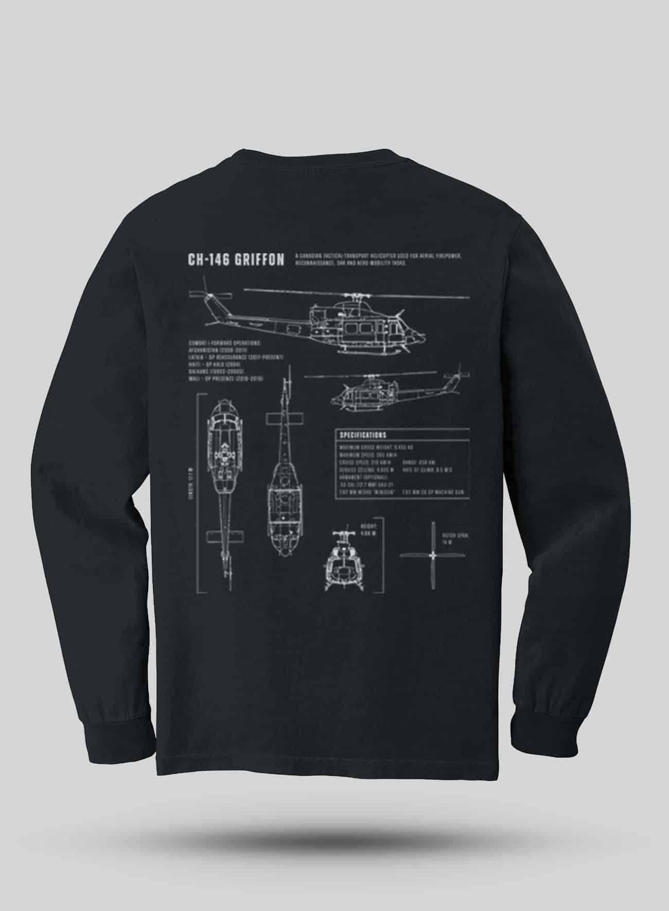 Griffon Helicopter long sleeve t-shirt Steel Edge