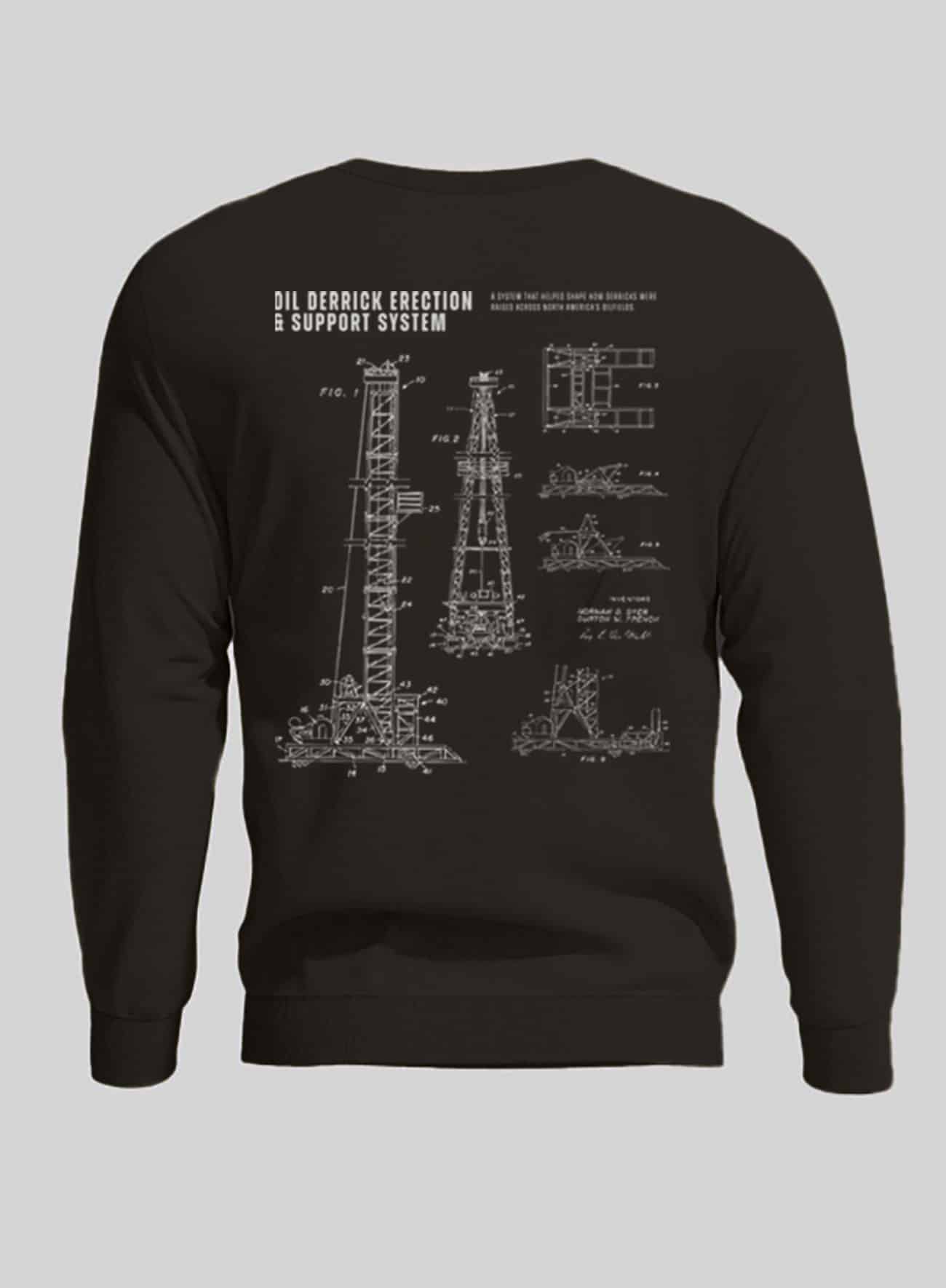 Oil Derrick Patent Crewneck Steel Edge