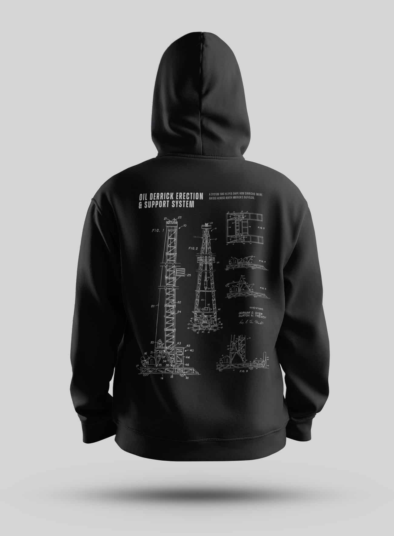 Oil Derrick Patent Hoodie Steel Edge