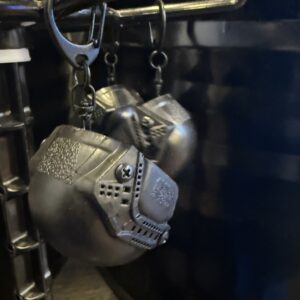 Black Combat Bottle Opener Keychain Helmet Steel Edge