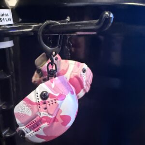 Pink Camo Combat Bottle Opener Keychain Helmet Steel Edge